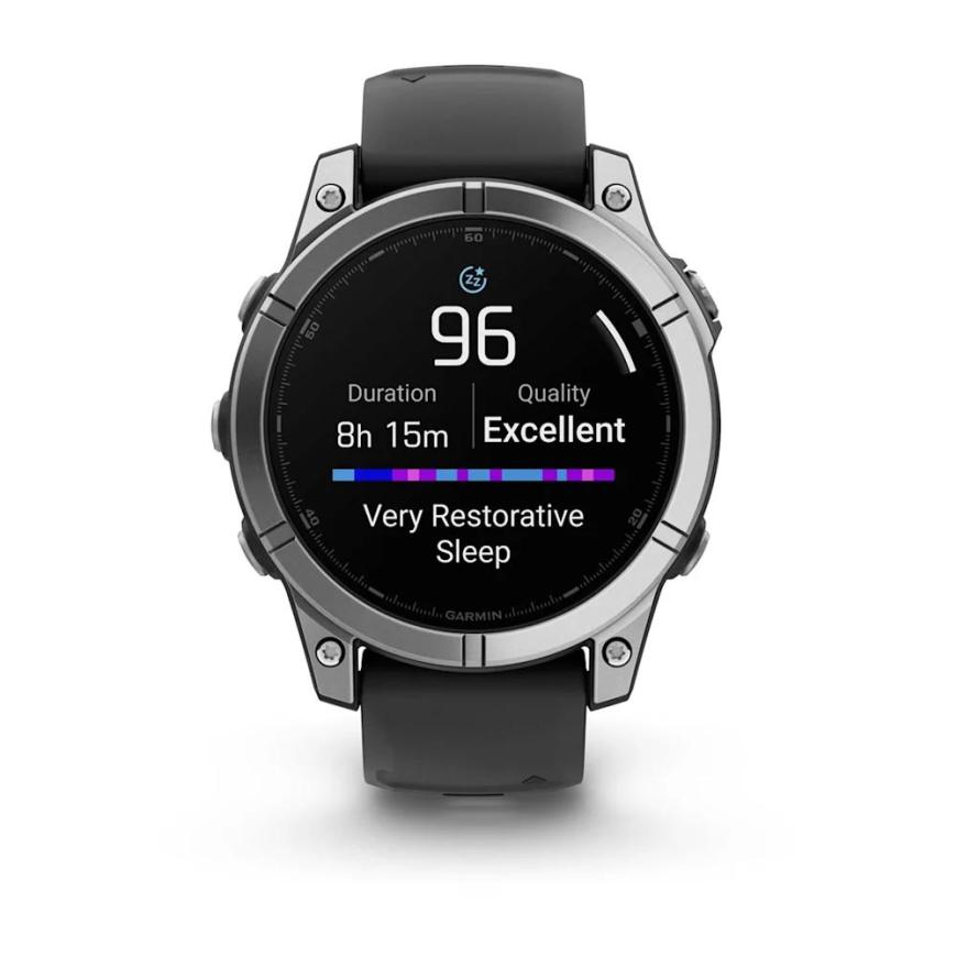 Умные спортивные часы Garmin fenix E, 47 мм, AMOLED, серебристая сталь, силиконовый ремешок чёрного цвета - фото 7