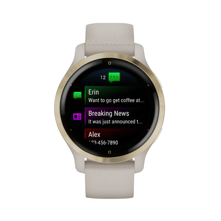 Спортивные часы Garmin Venu 2S, 40 мм, силиконовый ремешок светло-песочного цвета