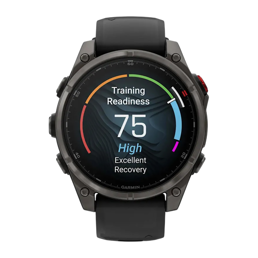Cпортивные часы Garmin fenix 8 Pro, 47 мм, AMOLED, титан с DLC, сапфир, силиконовый ремешок цвета «чёрный/серый»