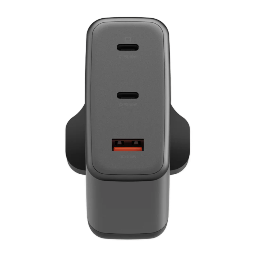 Многопортовое сетевое зарядное устройство Energea AmpCharge GaN100 мощностью 100 Вт (2 USB-C, USB-A) (GaN)