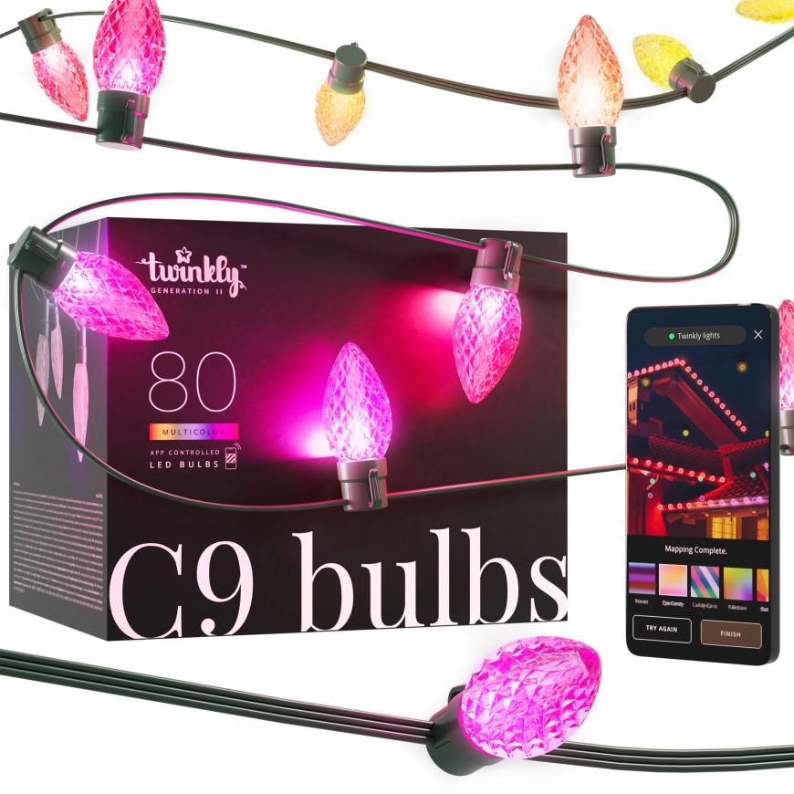 Умная гирлянда ретро Twinkly C9 Bulbs, версия RGB (24,2 м, 80 лампочек) - фото 1