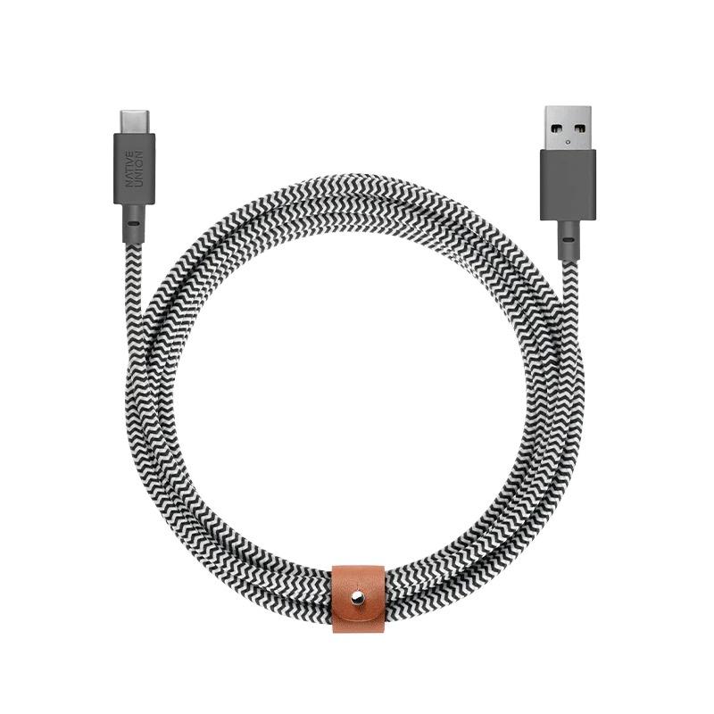 Кабель с оплёткой и ремешком Native Union Belt Cable XL USB-C — USB-A (USB 2.0) (3 м)