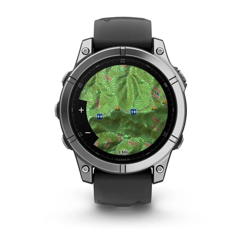 Умные спортивные часы Garmin fenix E, 47 мм, AMOLED, серебристая сталь, силиконовый ремешок чёрного цвета - фото 2