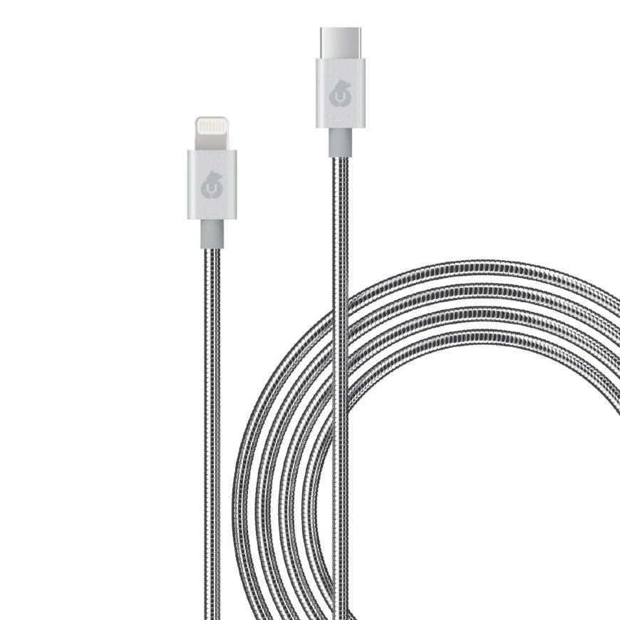 Кабель с оплёткой из нержавеющей стали uBear Force Cable USB-C — Lightning (1,2 м)