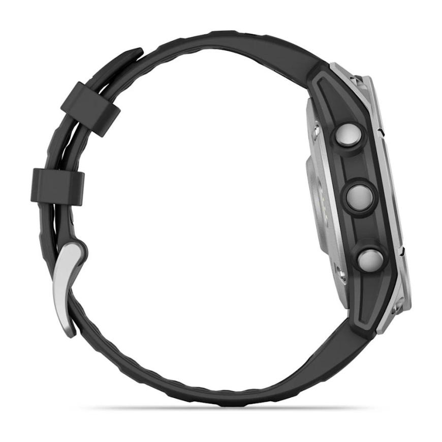 Умные спортивные часы Garmin fenix E, 47 мм, AMOLED, серебристая сталь, силиконовый ремешок чёрного цвета - фото 3