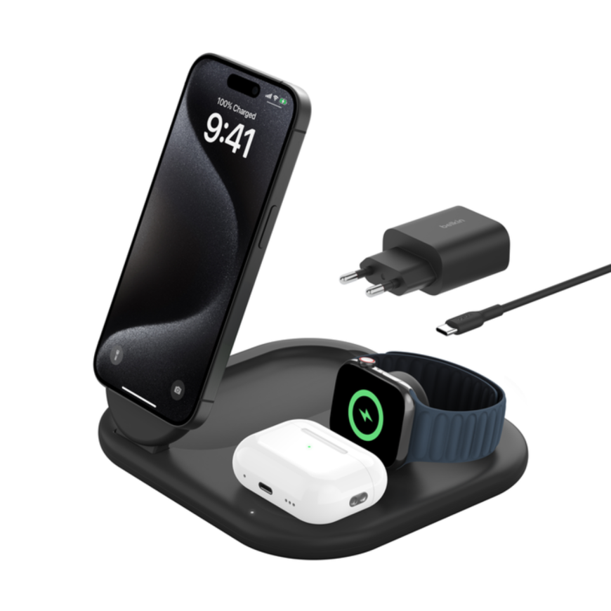 Складная зарядная станция MagSafe Belkin BoostCharge для iPhone, AirPods и Apple Watch (WIZ029, EU)