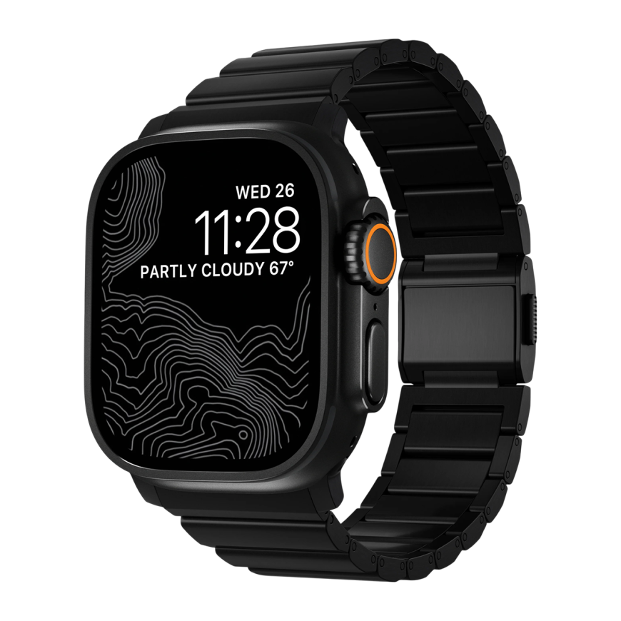 Титановый блочный браслет Nomad Titanium Band для Apple Watch 44, 45, 46 мм, Ultra и Ultra 2