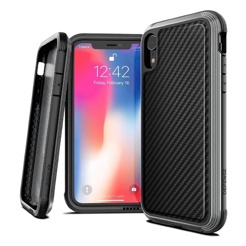 Защитный чехол с декоративной вставкой X-Doria Defense Lux Black Carbon для iPhone XR
