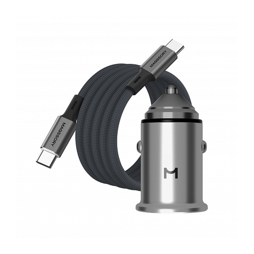 Автомобильное зарядное устройство Magssory Fuel мощностью 45 Вт (2 USB-C) и магнитный кабель USB-C с оплёткой (1,2 м)