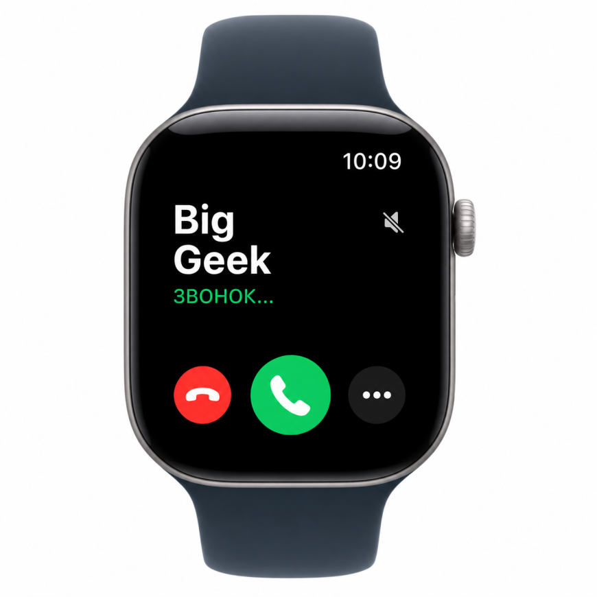 Часы Apple Watch Series 12, 46 мм, алюминий цвета «серый космос», ремешок Sport Band цвета «морской синий»
