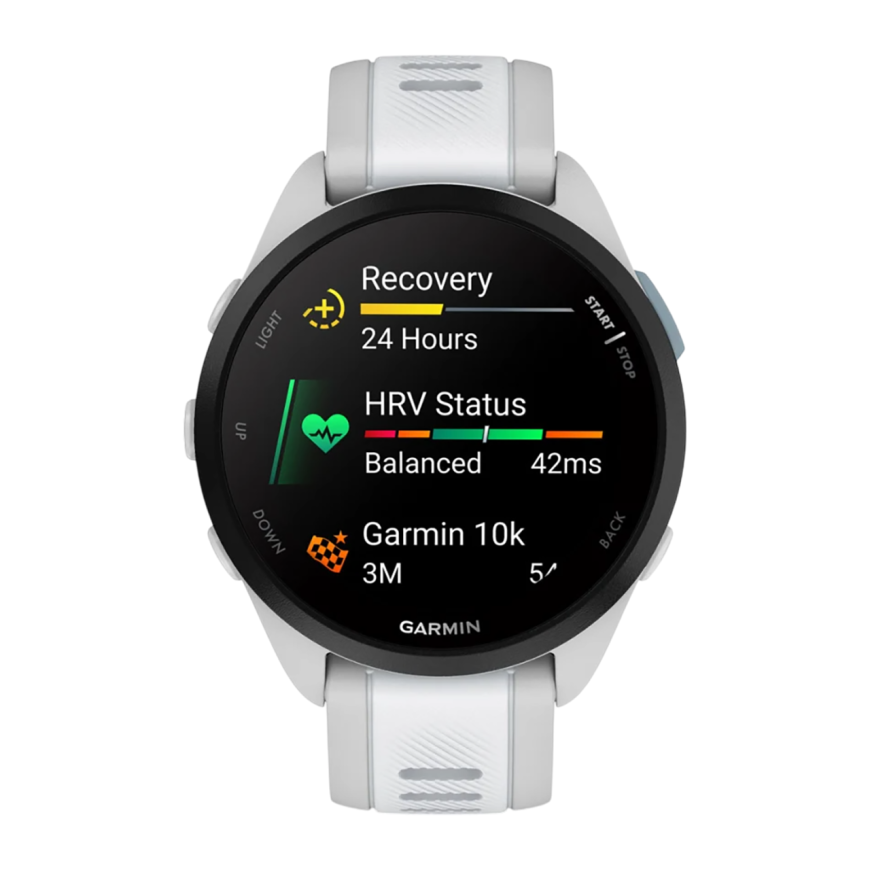 Спортивные часы Garmin Forerunner 165, силиконовый ремешок цвета «туманный серый»/«Уайтстоун»