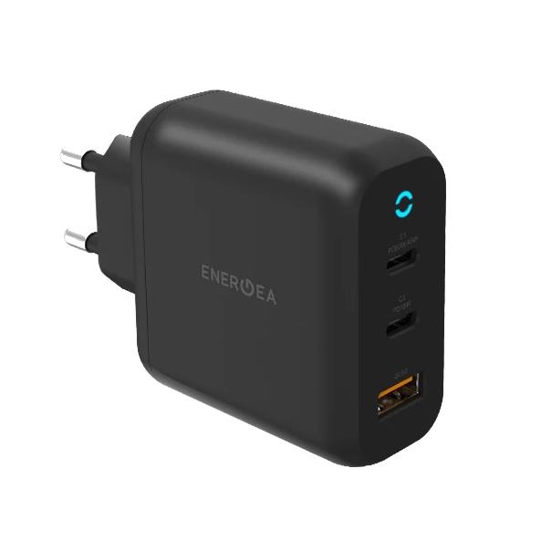 Многопортовое сетевое зарядное устройство Energea AmpCharge GaN65 мощностью 65 Вт (2 USB-C, USB-A) (GaN)