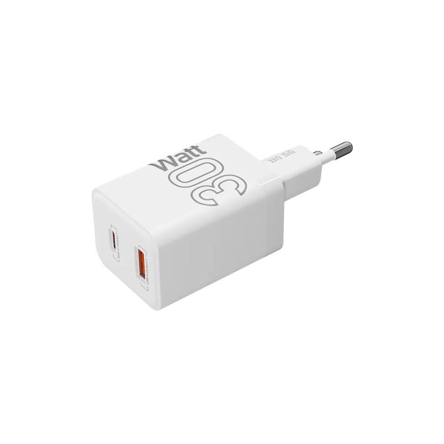 Сетевое зарядное устройство LYAMBDA мощностью 30 Вт (USB-C, USB-A) (GaN) (SLT-30)