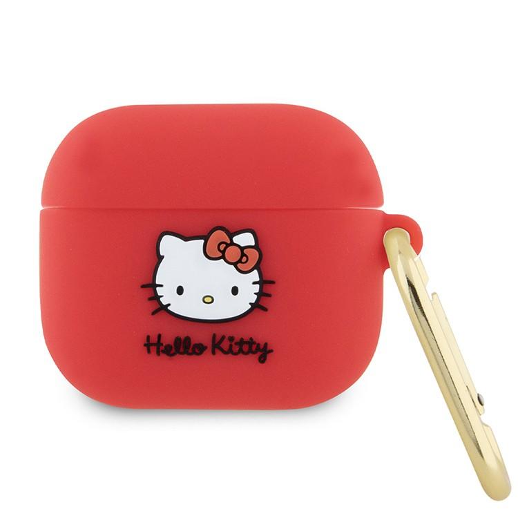 Силиконовый чехол с карабином CG Mobile Hello Kitty «Объёмная мордочка» для AirPods 3-го поколения
