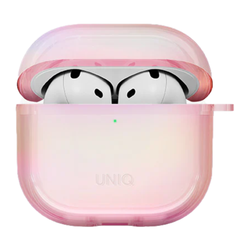 Прозрачный чехол с карабином Uniq Iridescia для AirPods 4
