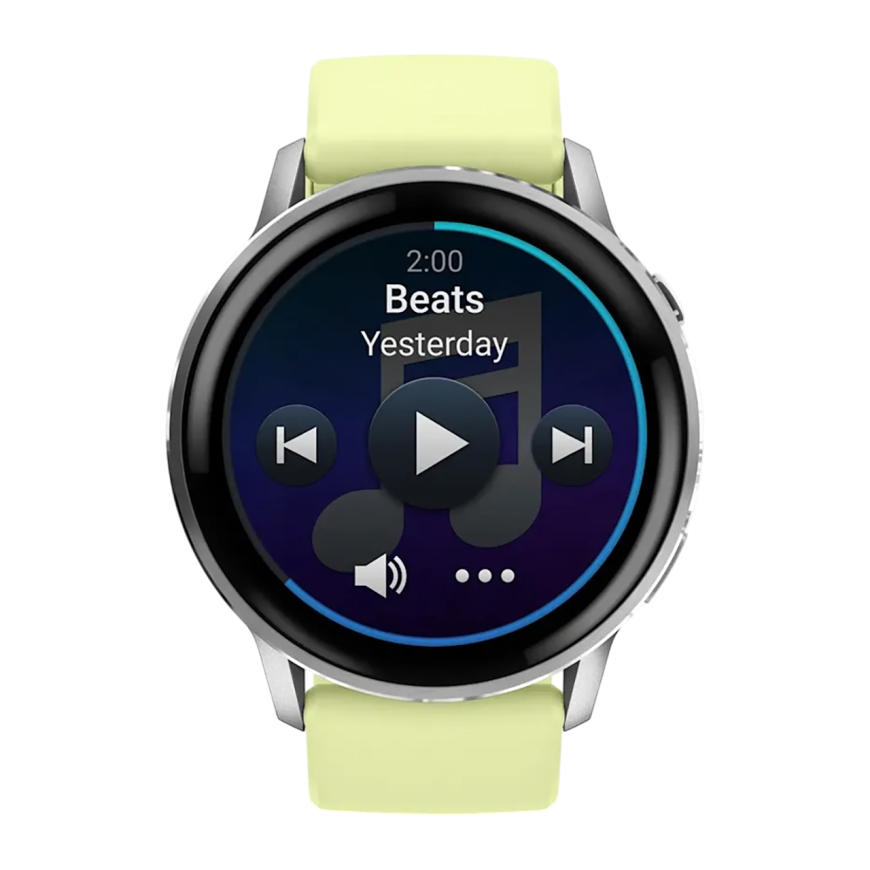 Спортивные часы Garmin Venu 4, 45 мм, силиконовый ремешок лимонного цвета