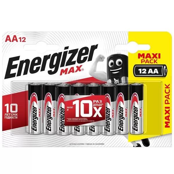 Алкалиновая батарейка Energizer MAX AA («пальчиковая»; комплект — 12 шт.) (E301531401)