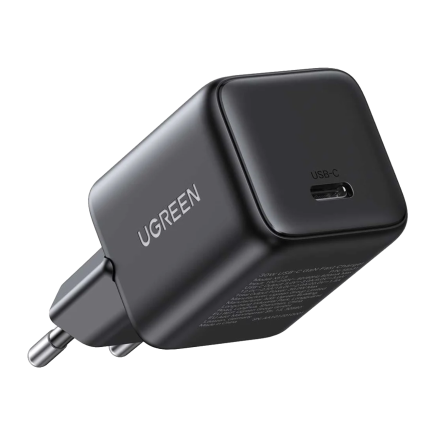 Сетевое зарядное устройство Ugreen мощностью 30 Вт (USB-C) (GaN) и кабель USB-C с оплёткой (1 м) (X513)