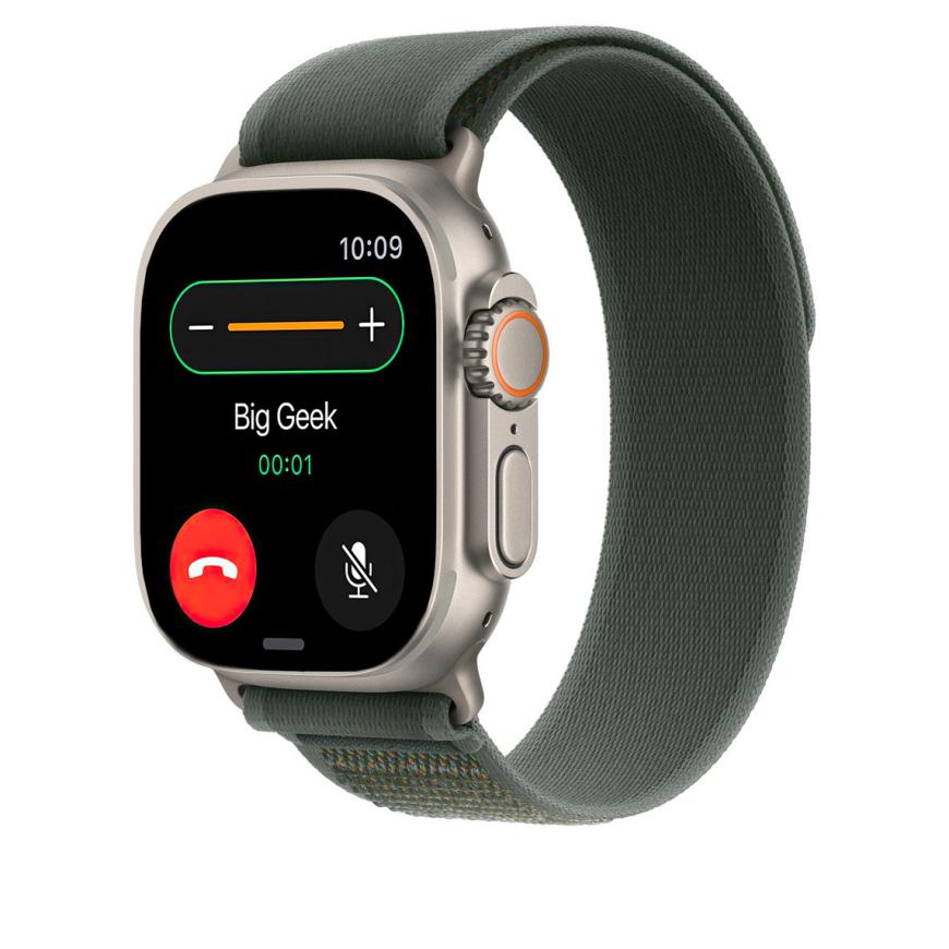 Браслет Apple Trail Loop, зелёный со светлой пряжкой, для Apple Watch 44, 45, 46 мм, Ultra и Ultra 2 (дизайн 2024)