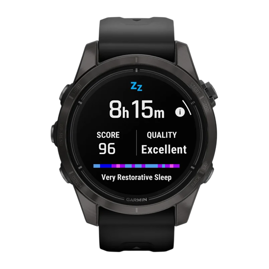 Спортивные часы Garmin epix Pro (Gen 2) Sapphire Edition, 42 мм, чёрный силиконовый ремешок
