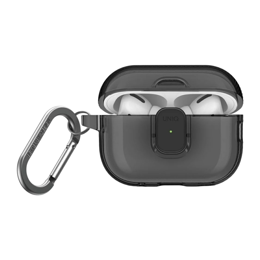 Прозрачный чехол с карабином и защёлкой Uniq Glase Pro для AirPods Pro 2