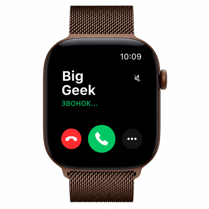 Часы Apple Watch Series 12, 46 мм, алюминий цвета «тёмная бронза», миланский сетчатый браслет цвета «тёмная бронза»