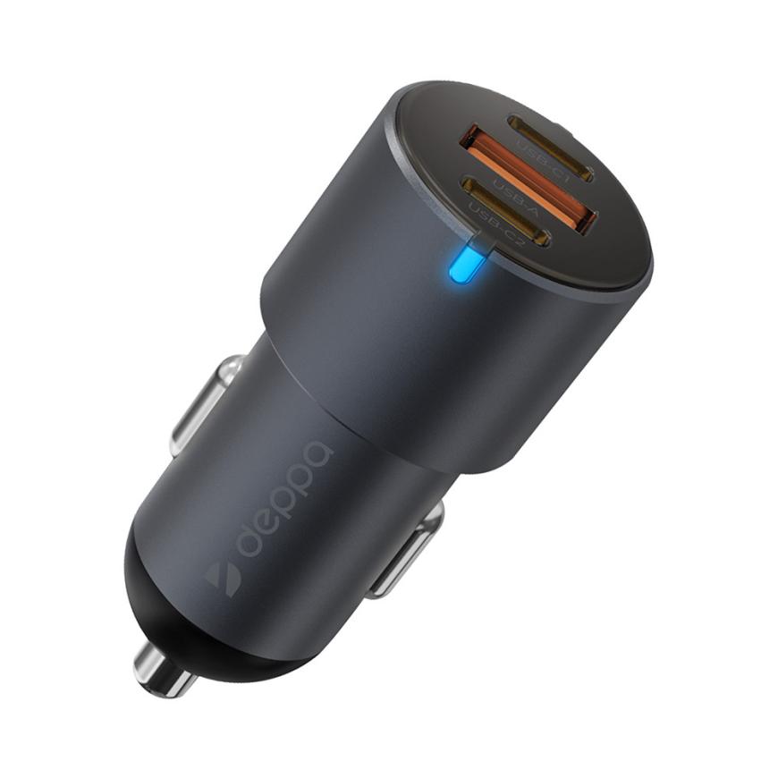 Автомобильное зарядное устройство Deppa Car Charger мощностью 60 Вт (2 USB-C, USB-A)