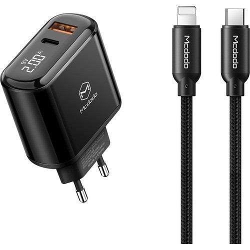 Сетевое зарядное устройство Mcdodo мощностью 20 Вт (USB-C, USB-A) и кабель USB-C — Lightning (1,2 м) (CH-7171)