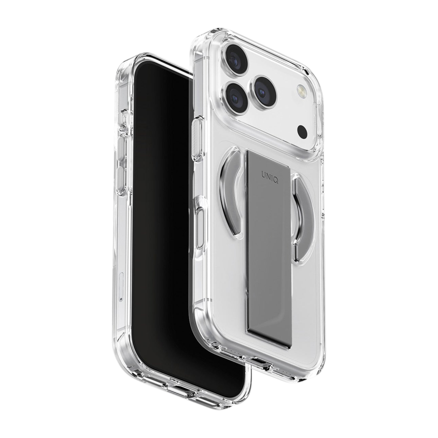 Прозрачный чехол MagSafe с ремешком-держателем Uniq Heldro Air для iPhone 17 Pro