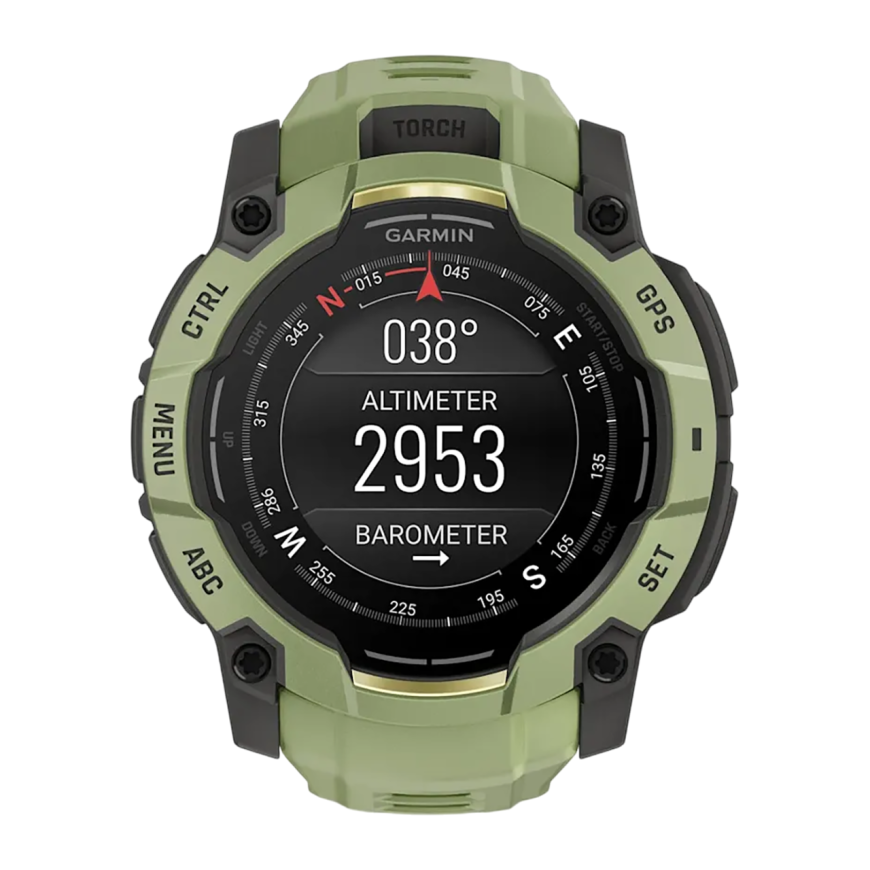 Спортивные часы Garmin Instinct 3, 50 мм, AMOLED, силиконовый ремешок цвета «зелёный папоротник»