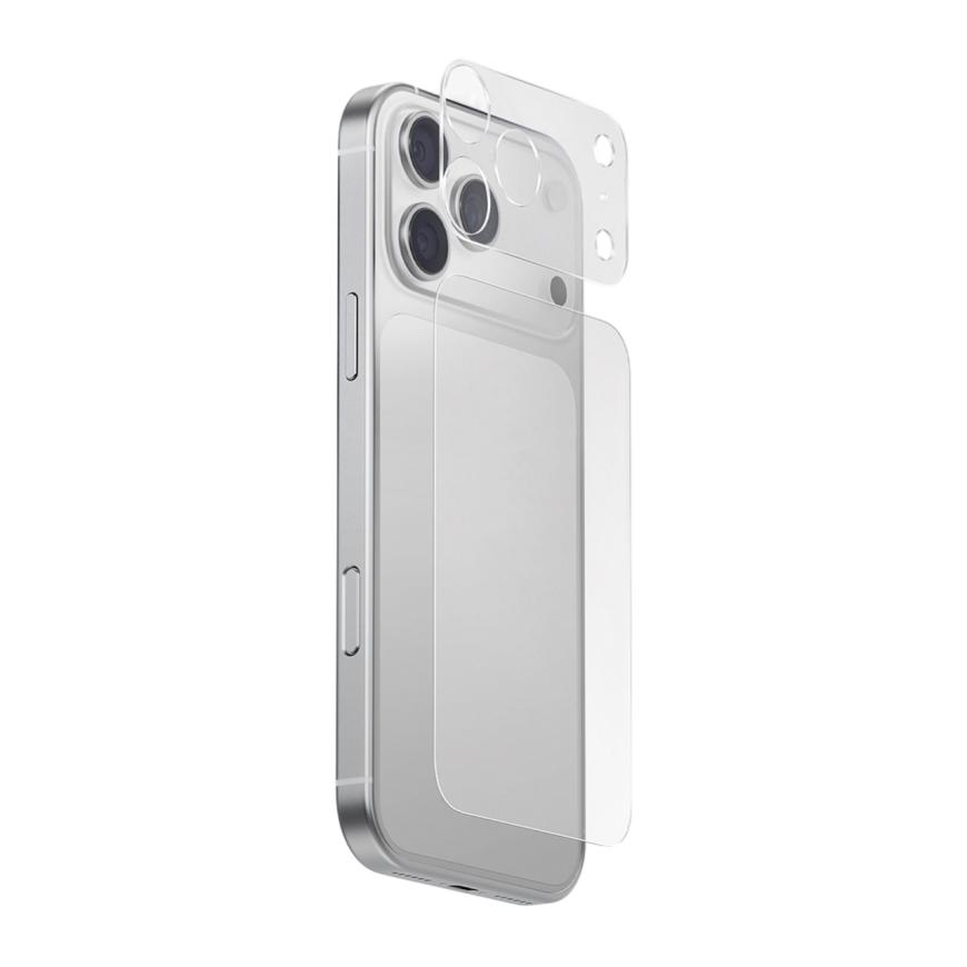 Прозрачная накладка для камеры и плёнка Uniq Optix AeroShield для iPhone 17 Pro Max