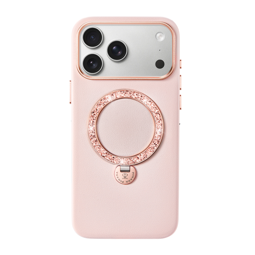 Кожаный чехол MagSafe с подставкой PYNANA Dancing Circle для iPhone 17 Pro и 18 Pro