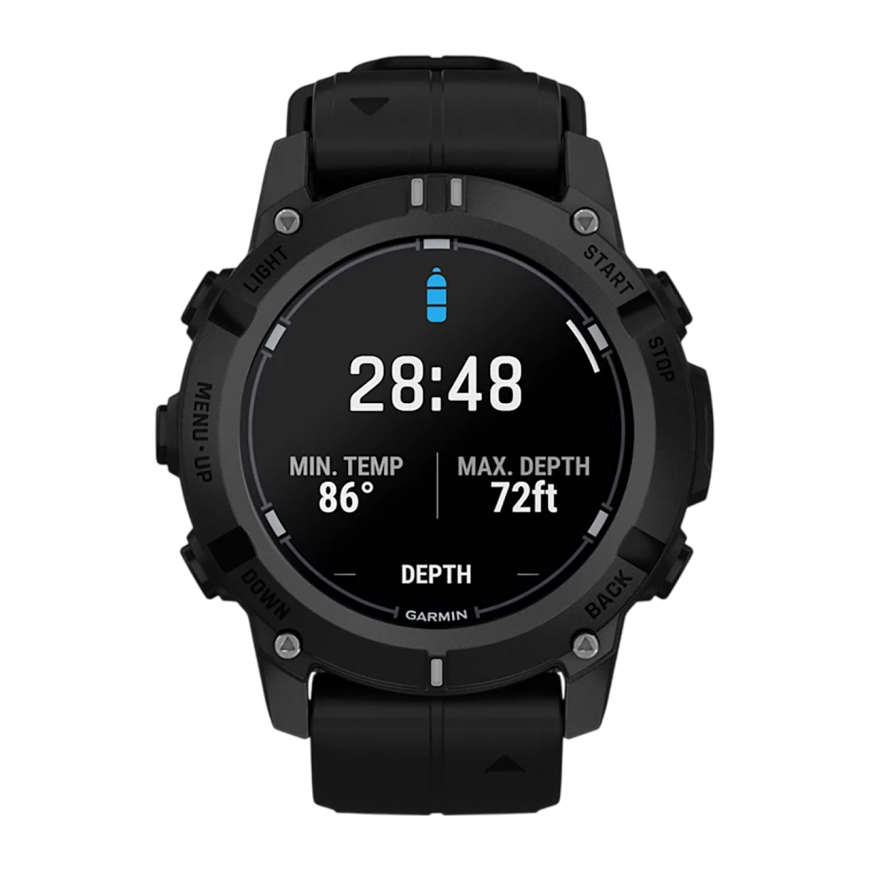 Спортивные часы Garmin Descent G2, чёрный силиконовый ремешок