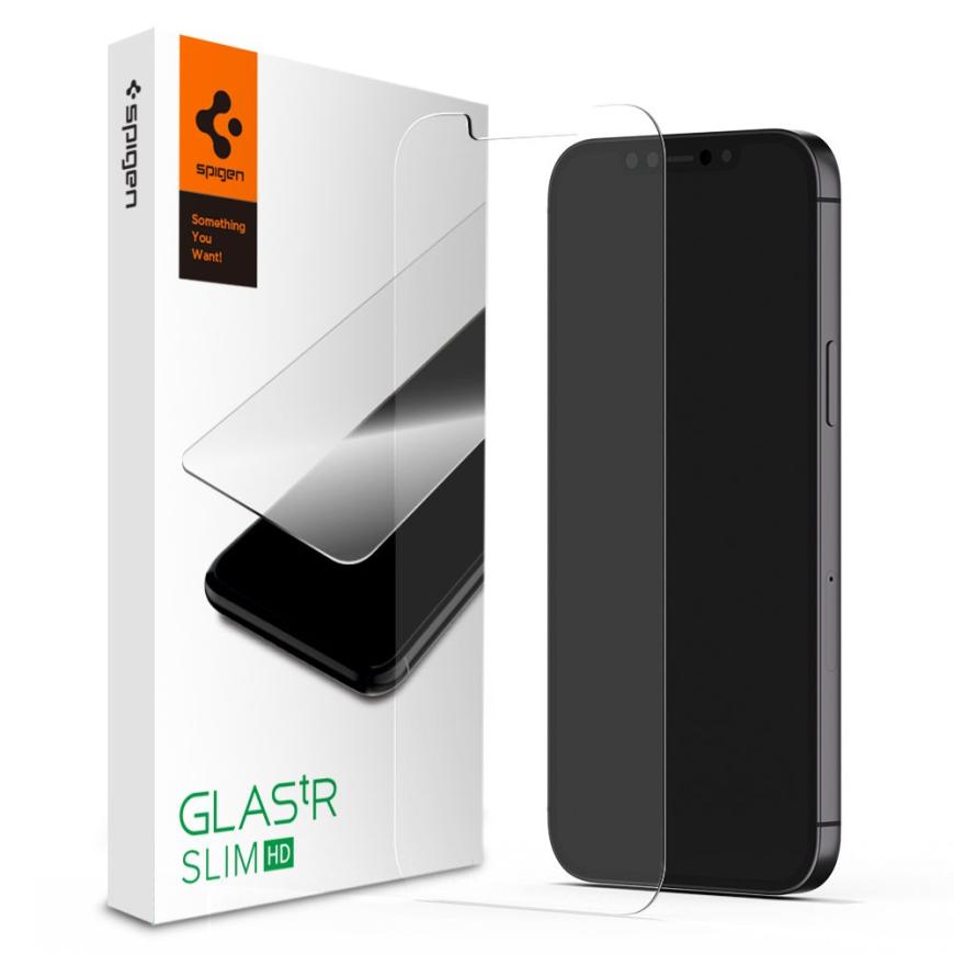 Защитное стекло Spigen GLAS.tR SLIM HD для iPhone 12 Pro Max (2.5D, 9H; олеофобное покрытие)
