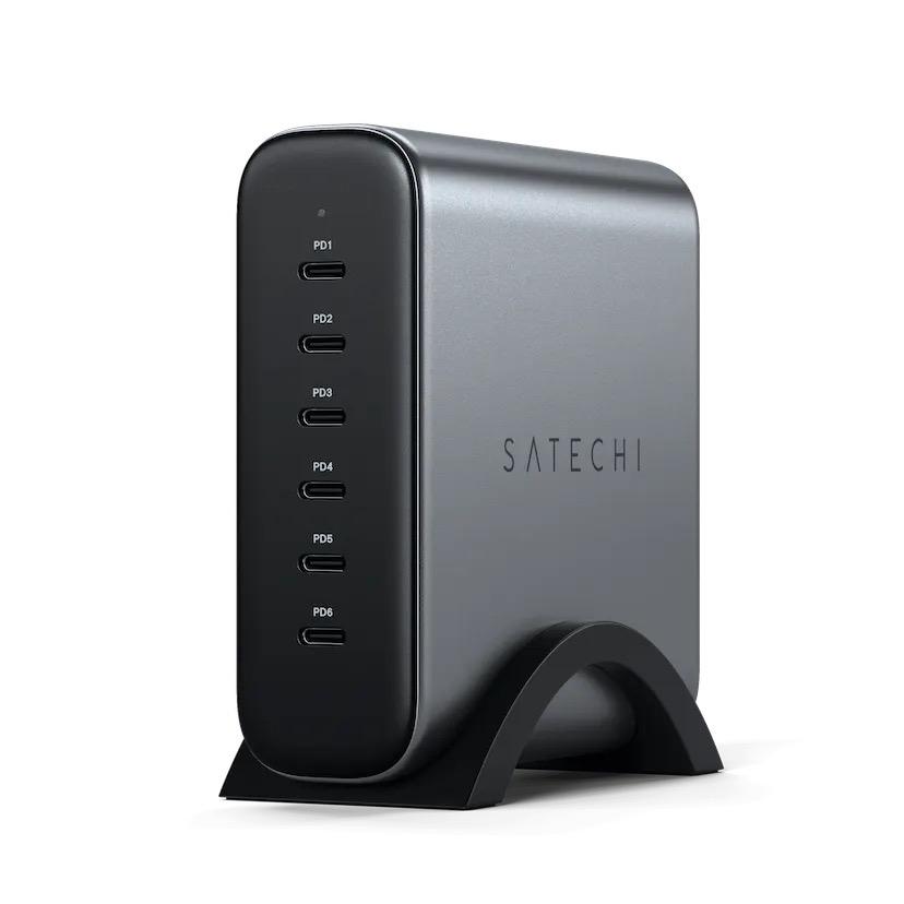 Многопортовое сетевое зарядное устройство Satechi мощностью 200 Вт (6 USB-C) (GaN)