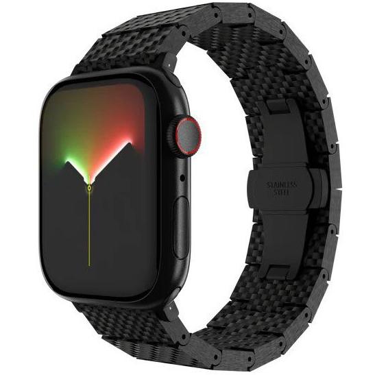 Блочный браслет из углеродного волокна MAGEASY Carbon для Apple Watch 38, 40, 41 и 42 мм