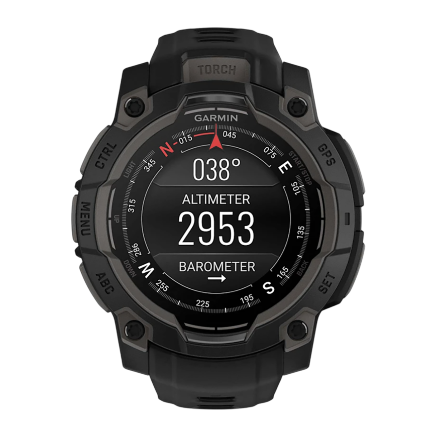 Спортивные часы Garmin Instinct 3, 45 мм, AMOLED, чёрный силиконовый ремешок