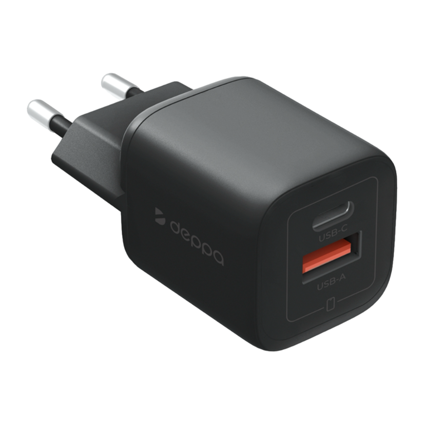Сетевое зарядное устройство Deppa мощностью 33 Вт (USB-C, USB-A) (GaN)