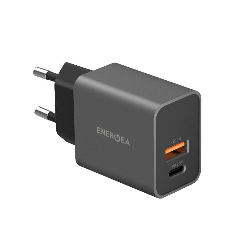 Сетевое зарядное устройство Energea AmpCharge PD20+ мощностью 20 Вт (USB-C, USB-A)