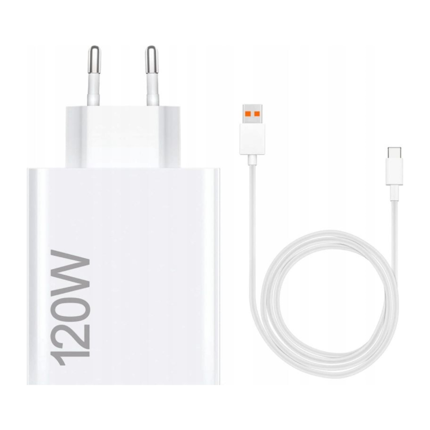 Сетевое зарядное устройство Xiaomi HyperCharge Combo мощностью 120 Вт (USB-A) и кабель USB-C — USB-A (1 м) (версия Global)