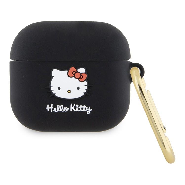 Силиконовый чехол с карабином CG Mobile Hello Kitty «Объёмная мордочка» для AirPods 3-го поколения