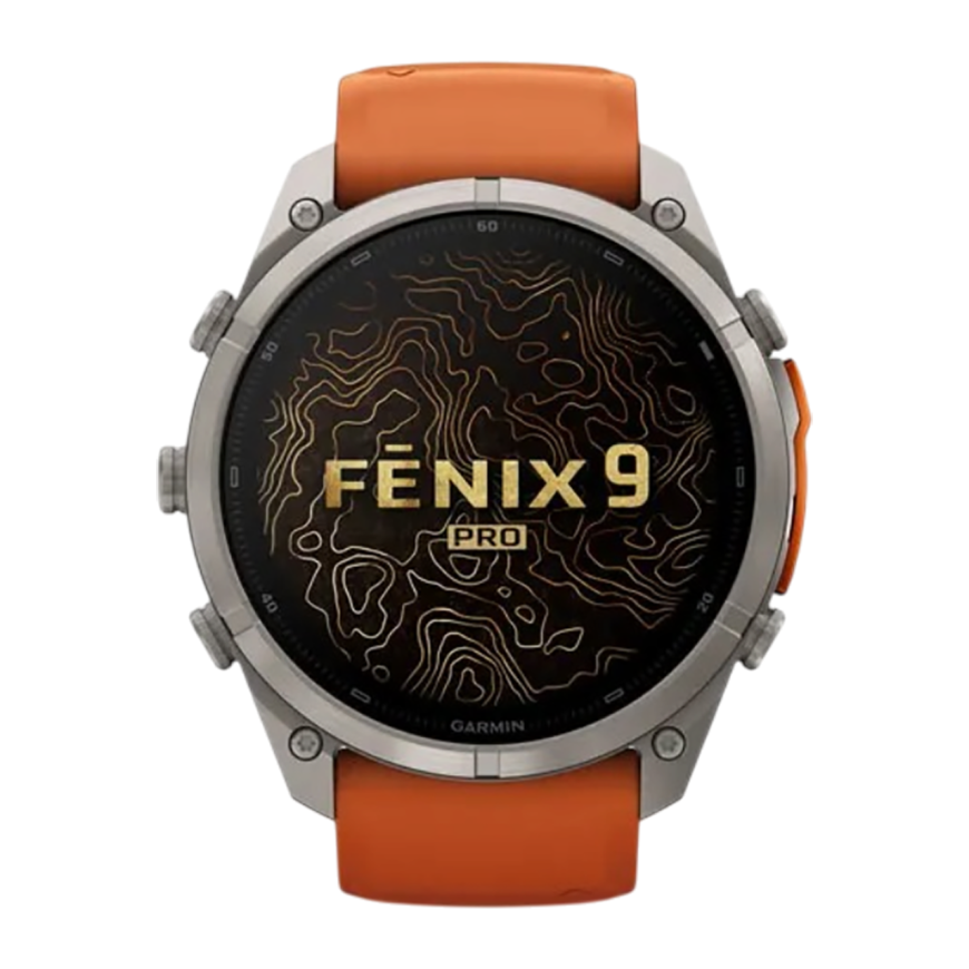 Спортивные часы Garmin fenix 9 Pro, 51 мм, AMOLED, титан, сапфир, силиконовый ремешок цвета «осенний оранжевый»/«оранжевая искра» (с inReach)