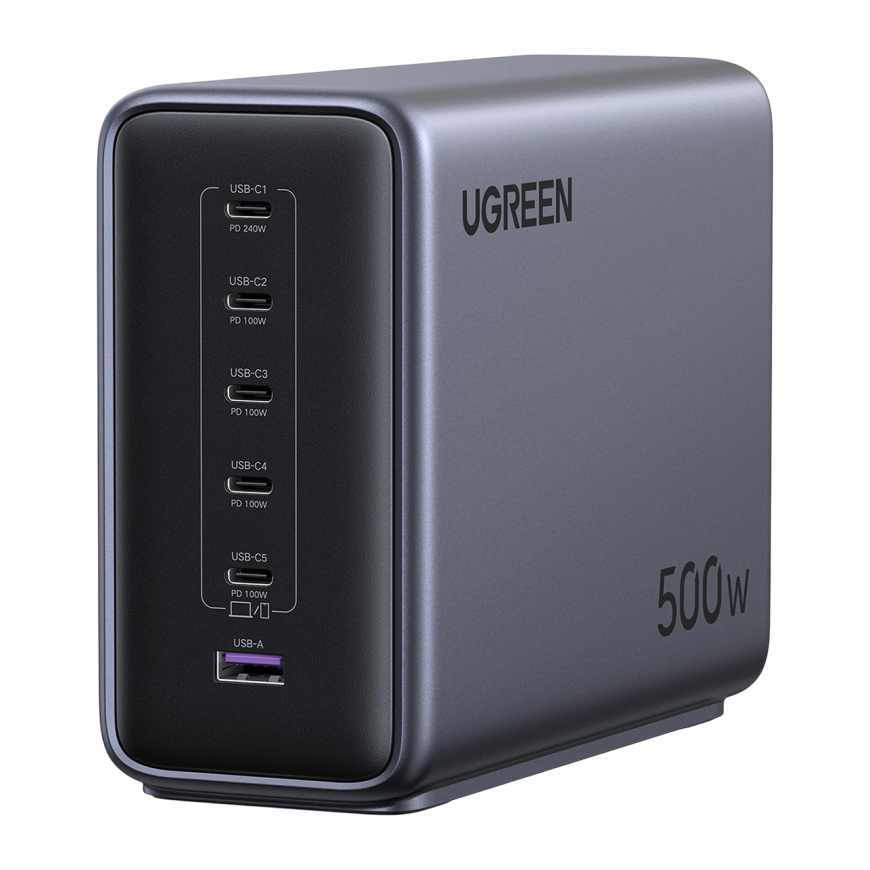 Сетевое зарядное устройство Ugreen Nexode мощностью 500 Вт (5 USB-C, USB-A) (GaN) (X759)