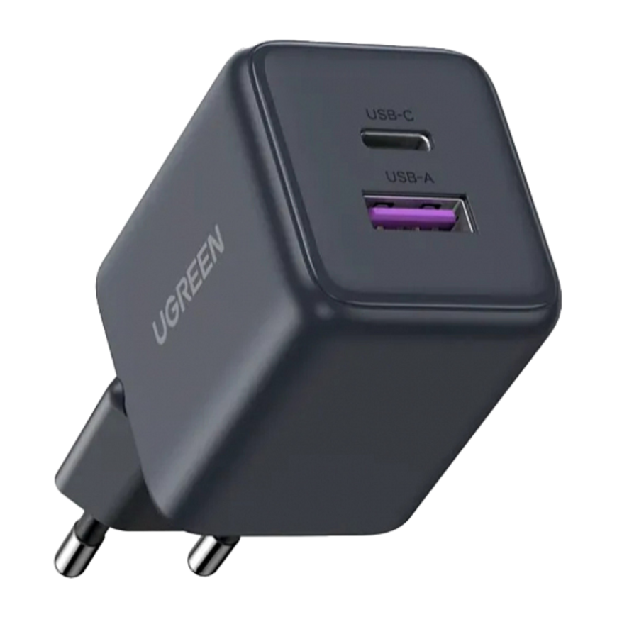 Сетевое зарядное устройство Ugreen мощностью 30 Вт (USB-C, USB-A) (GaN) (X516)