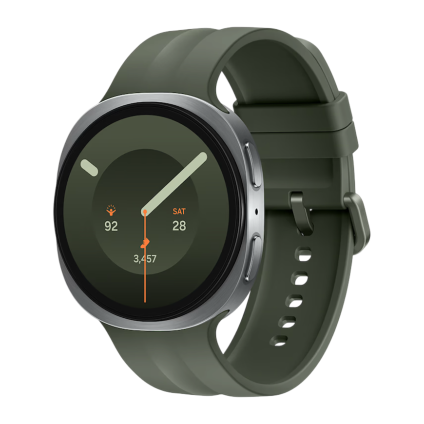Умные часы Samsung Galaxy Watch9, 44 мм, Bluetooth/Wi-Fi, алюминий цвета «серебро», ремешок оливкового цвета