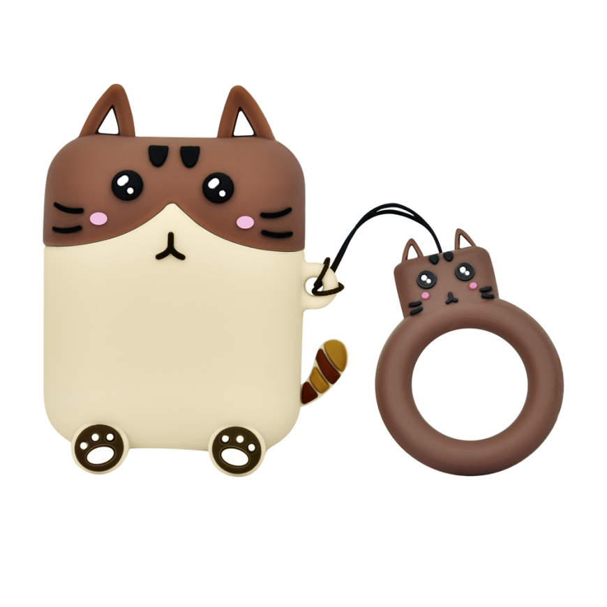Силиконовый чехол с карабином Deppa Funny Animals для AirPods — Кот
