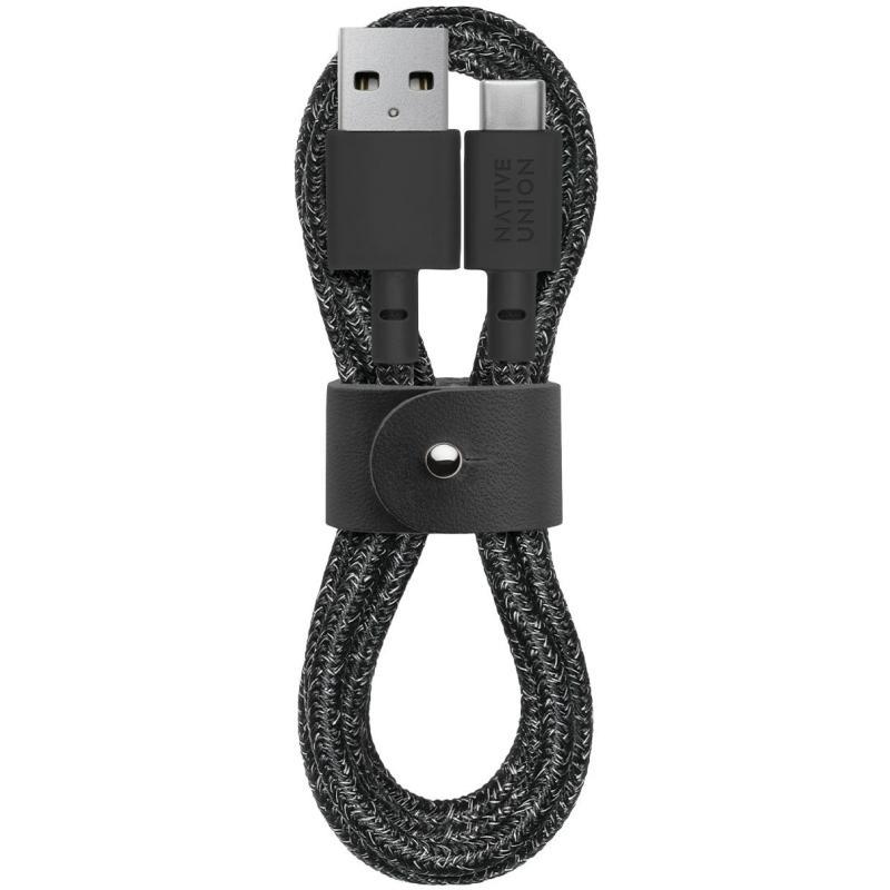 Кабель с оплёткой и ремешком Native Union Belt Cable USB-C — USB-A (USB 2.0) (1,2 м)