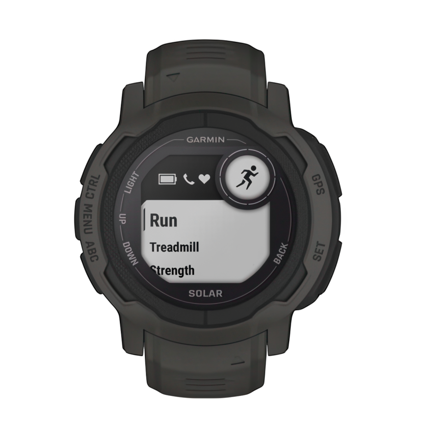 Спортивные часы Garmin Instinct 2 Solar, 45 мм, силиконовый ремешок графитового цвета