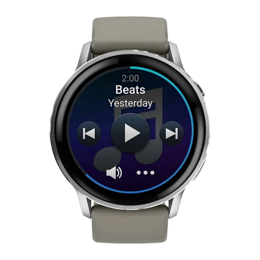 Спортивные часы Garmin Venu 4, 45 мм, серебристо-серый силиконовый ремешок