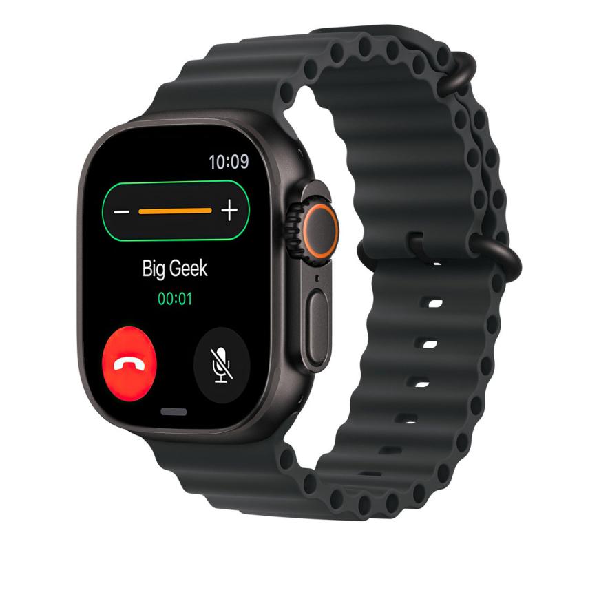 Ремешок Apple Ocean Band, чёрный с чёрной пряжкой, для Apple Watch 44, 45, 46 мм, Ultra и Ultra 2 (дизайн 2024)